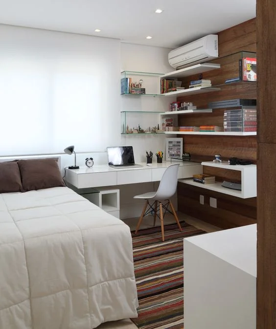 Small 2024 bedroom shelves
